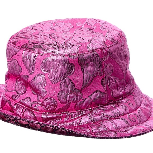 Gucci NWT GG Lame Jacquard Reversible Bucket Hat pink fuchsia size LARGE - Picture 2 of 2